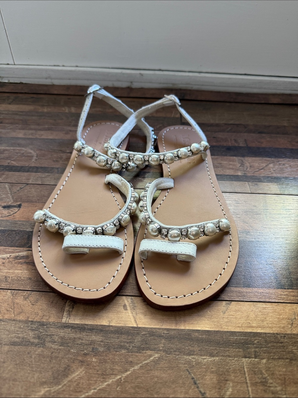 Mystique x Stephanie Gottlieb White Pearl Leather Sandals - Picture 7 of 7